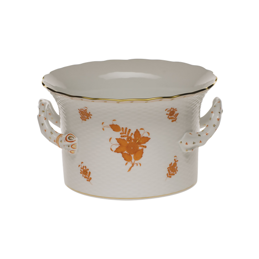 Herend Chinese Bouquet Rust Cachepot with Handles | 6.25x1in