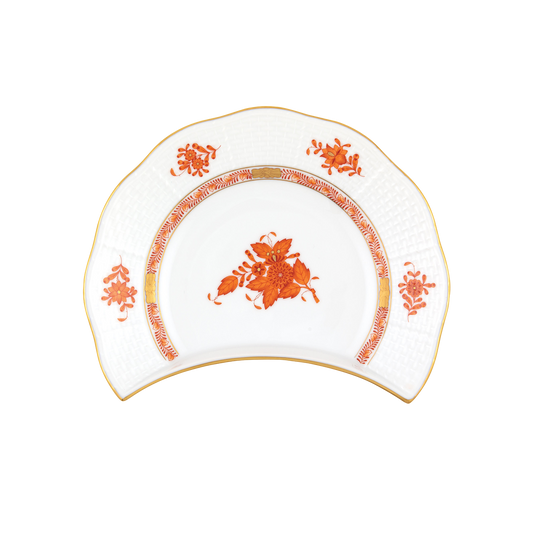 Herend Chinese Bouquet Rust Crescent Salad Plate | 7.25x5in