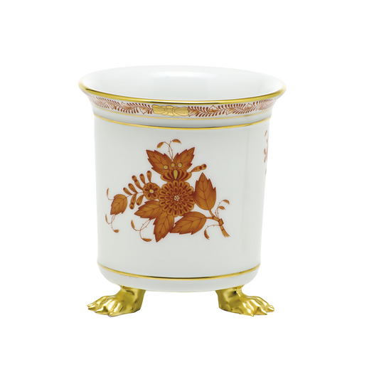 Herend Chinese Bouquet Rust Mini Cachepot with Feet | 3.75x4in