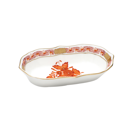 Herend Chinese Bouquet Rust Narrow Pin Dish