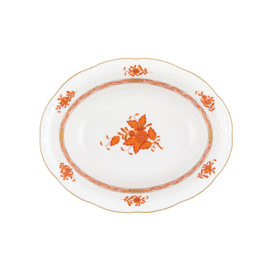 Herend Chinese Bouquet Rust Oval Vegetable Dish | 10 X 8 in