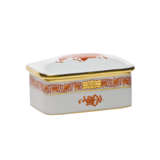 Herend Chinese Bouquet Rectangular Box | 3x2in Rust