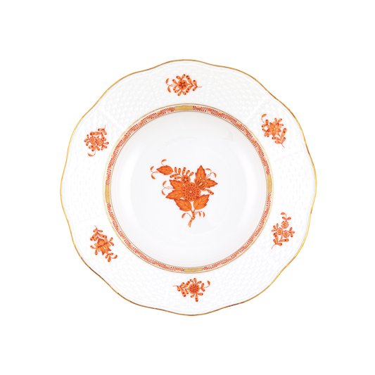 Herend Chinese Bouquet Rust Rim Soup Plate | 8in