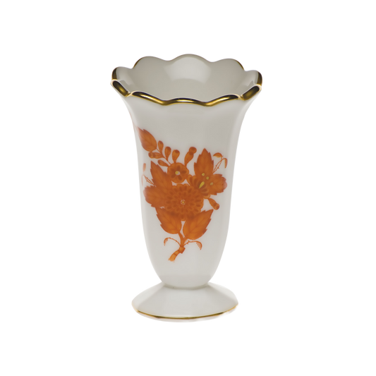 Herend Chinese Bouquet Rust Scalloped Bud Vase | 2.5in
