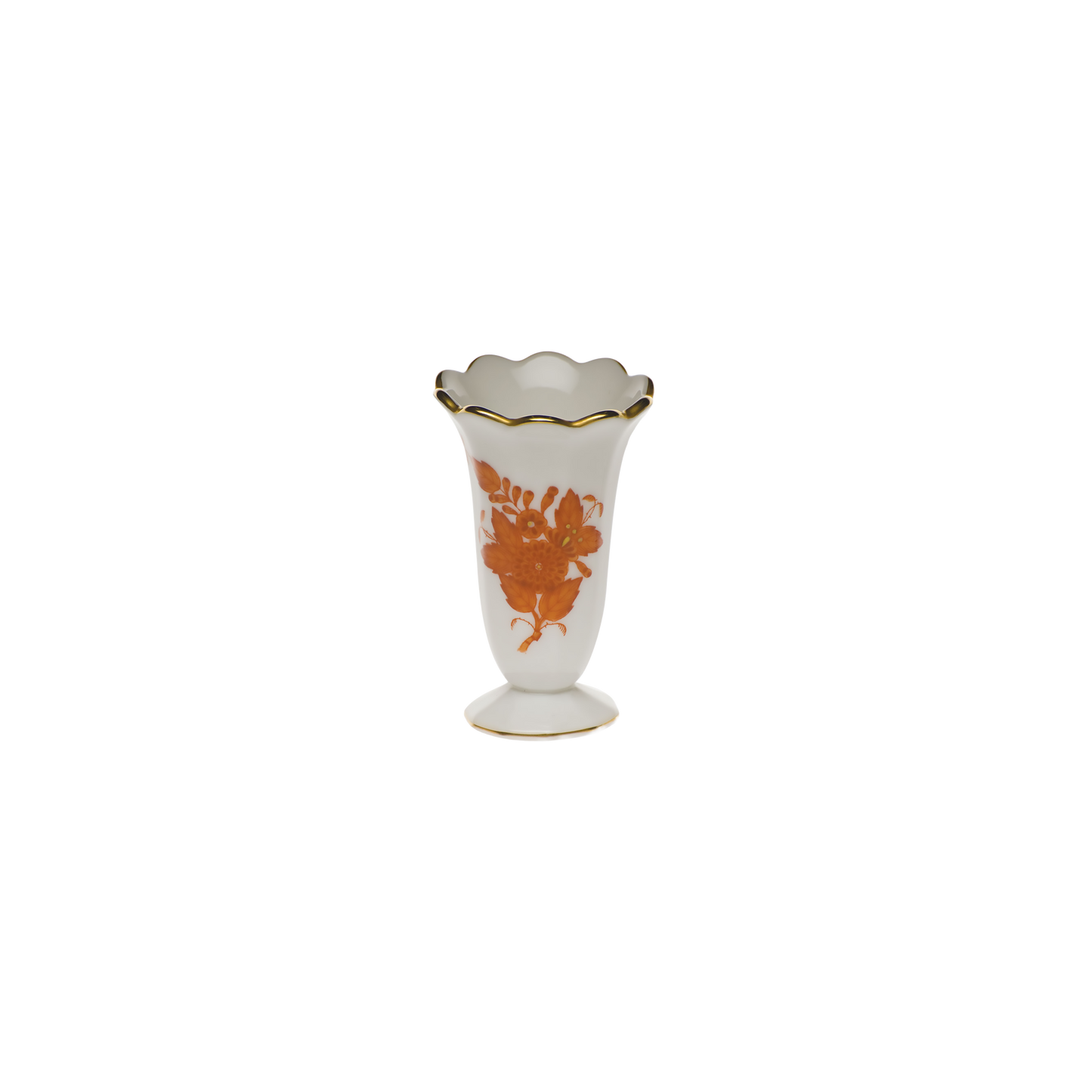 Herend Chinese Bouquet Rust Scalloped Bud Vase | 2.5in