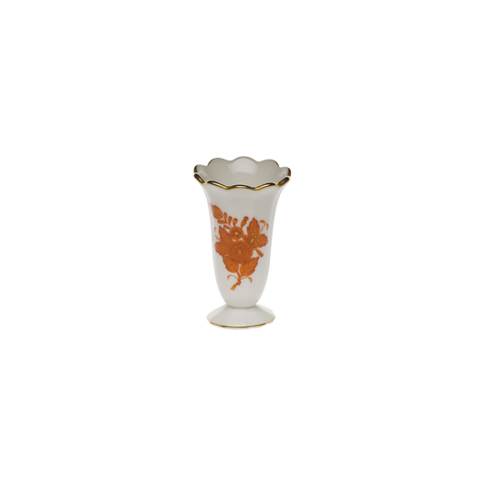 Herend Chinese Bouquet Rust Scalloped Bud Vase | 2.5in