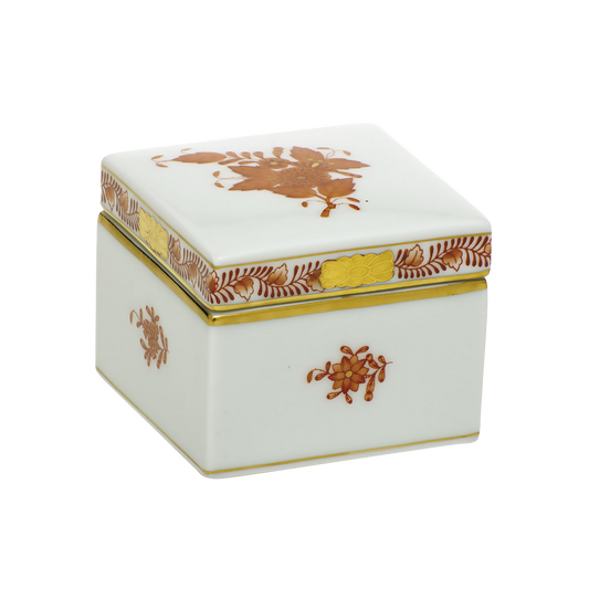 Herend Chinese Bouquet Rust Square Box