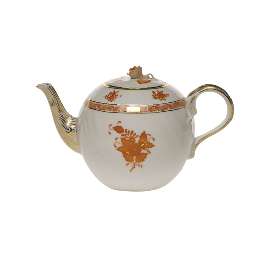 Herend Chinese Bouquet Rust Tea Pot with Rose | 36oz 5.5in