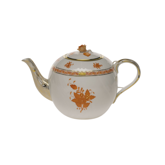 Herend Chinese Bouquet Rust Tea Pot with Rose | 60oz 6.5in