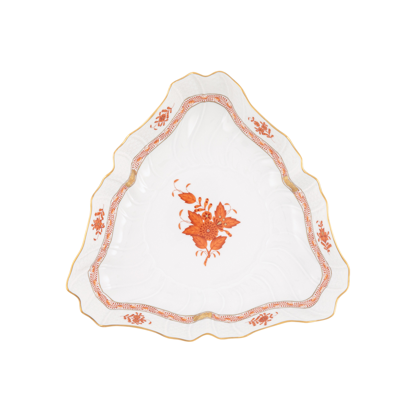 Herend Chinese Bouquet Rust Triangle Dish | 9.5in