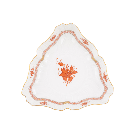 Herend Chinese Bouquet Rust Triangle Dish | 9.5in
