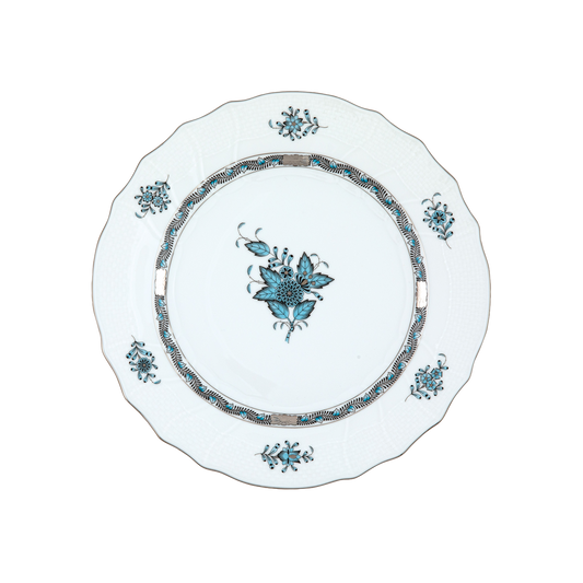 Herend Chinese Bouquet Turquoise + Platinum Dinner Plate |10.5in