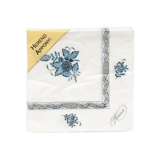 Herend Chinese Bouquet Turquoise + Platinum Napkin | Package of 20