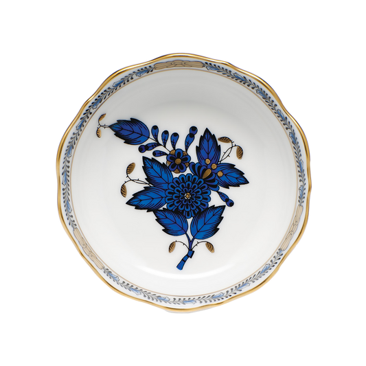 Herend Mini Scalloped Dish | 3.25in Chinese Bouquet Black Sapphire