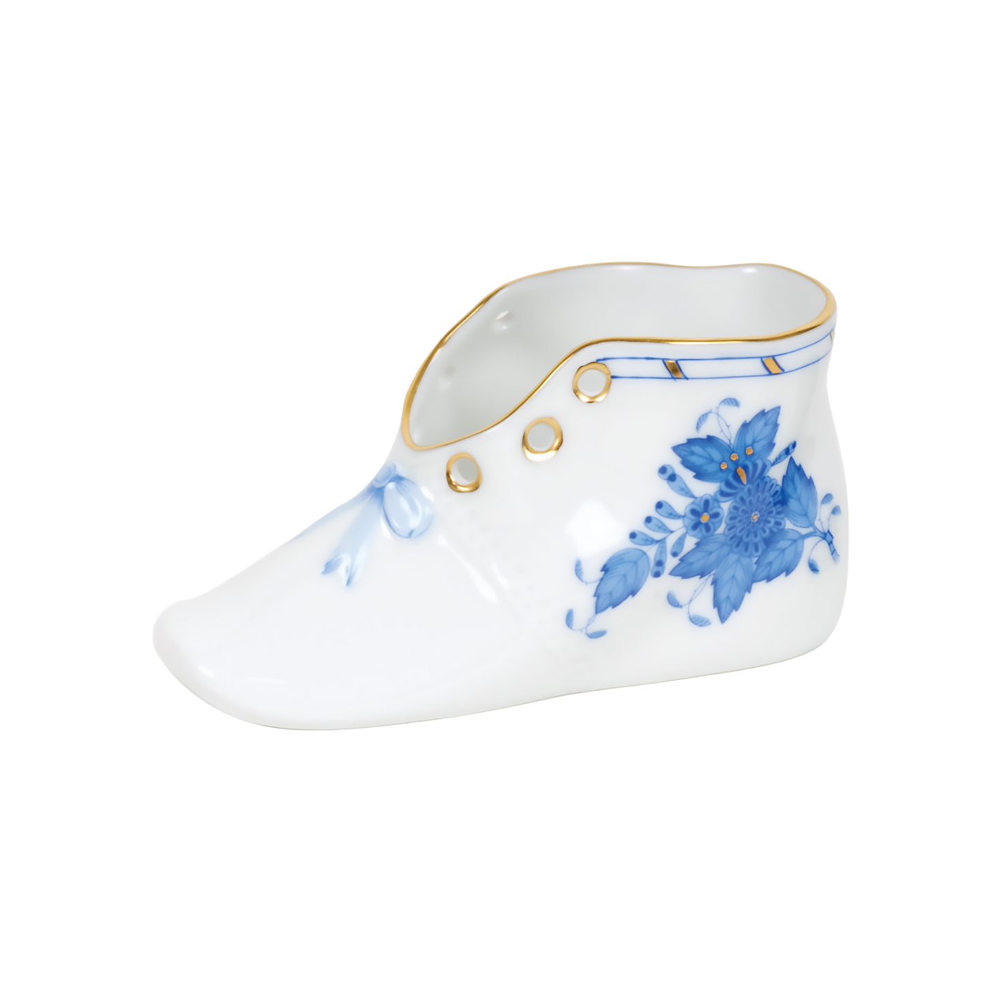 Herend Chinese Bouquet Blue Baby Shoe Figurine | 4.5x2.75in