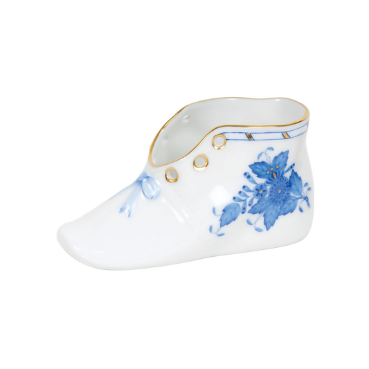 Herend Chinese Bouquet Blue Baby Shoe Figurine | 4.5x2.75in