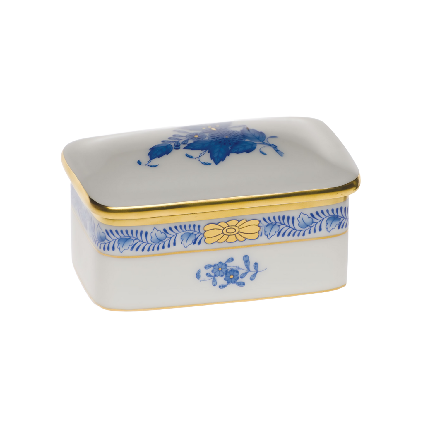 Herend Chinese Bouquet Blue Rectangular Box | 3x2in