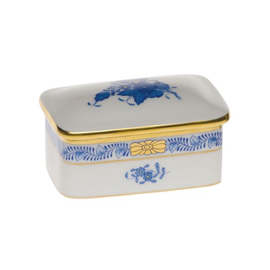 Herend Chinese Bouquet Blue Rectangular Box | 3x2in