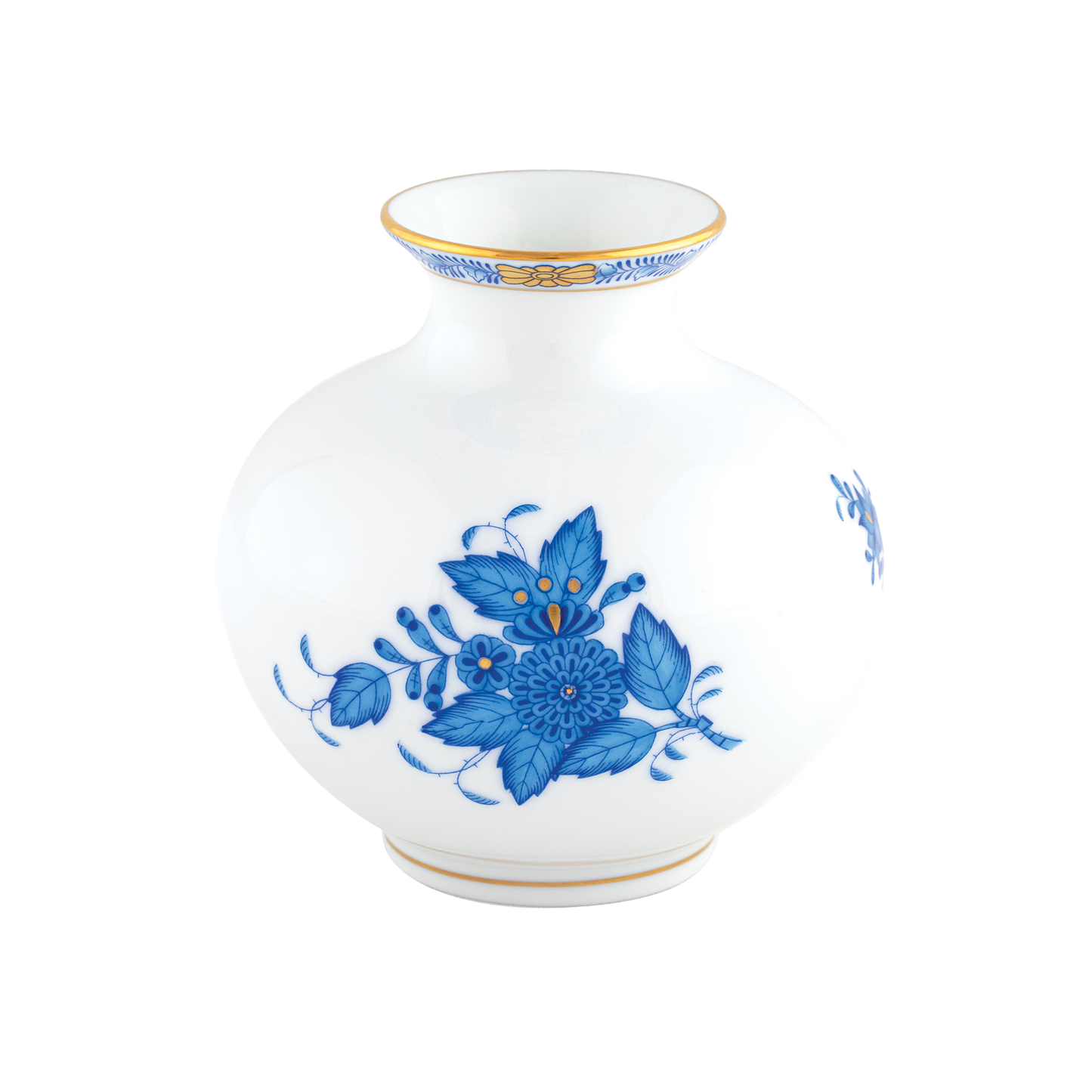 Herend Chinese Bouquet Blue Round Vase | 4.5x4.5in