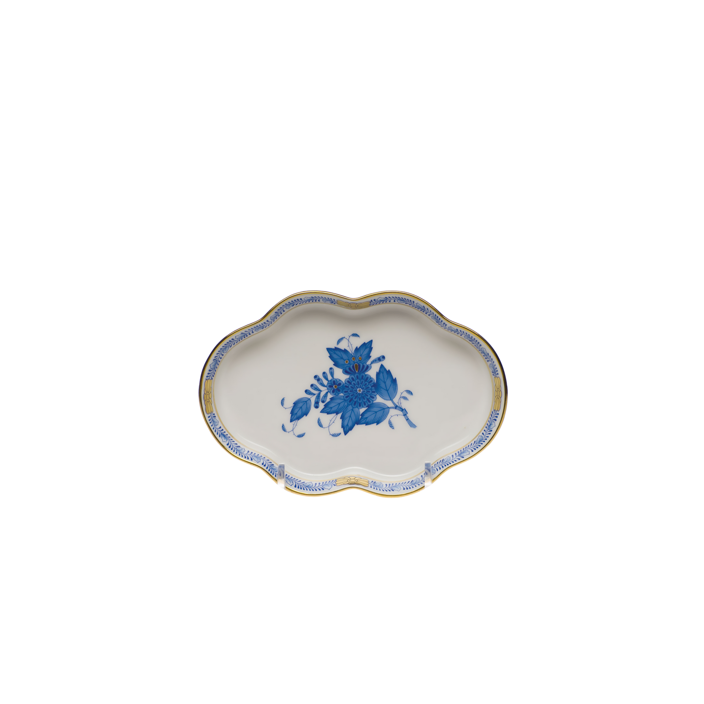 Herend Chinese Bouquet Blue Small Scalloped Tray | 5.5in