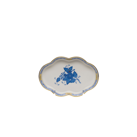 Herend Chinese Bouquet Blue Small Scalloped Tray | 5.5in