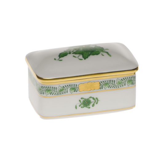 Herend Chinese Bouquet Green Rectangular Box | 3x2in