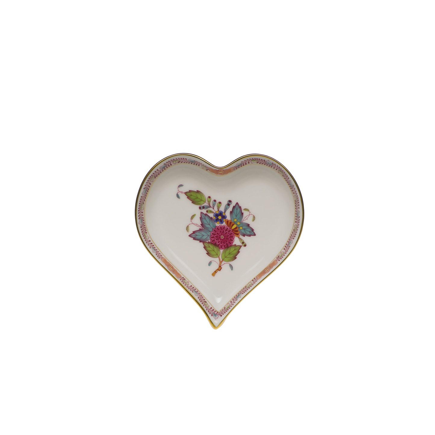 Herend Chinese Bouquet Multicolor Small Heart Tray | 4x4in