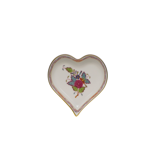 Herend Chinese Bouquet Multicolor Small Heart Tray | 4x4in