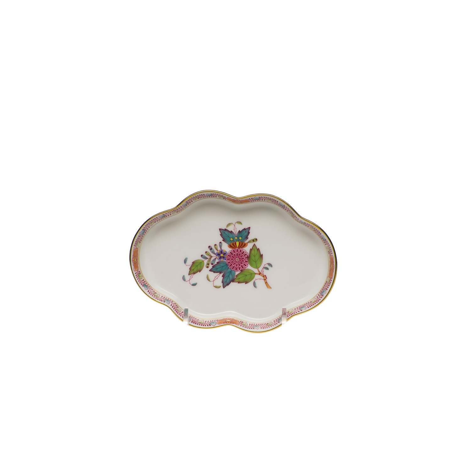 Herend Chinese Bouquet Multicolor Small Scalloped Tray | 5.5in