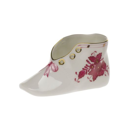 Herend Chinese Bouquet Raspberry Baby Shoe Figurine | 4.5x2.75in