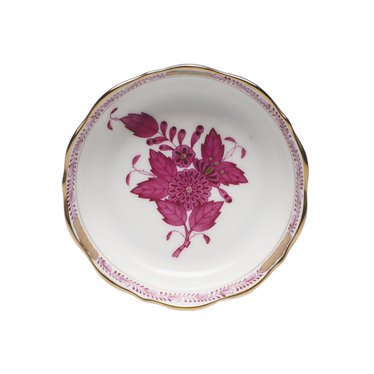 Herend Chinese Bouquet Raspberry Mini Scalloped Dish | 3.25x.75in