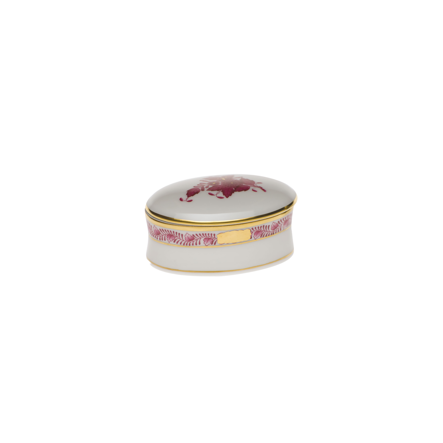 Herend Chinese Bouquet Raspberry Oval Box | 2.75x1.25in