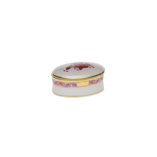 Herend Chinese Bouquet Raspberry Oval Box | 2.75x1.25in