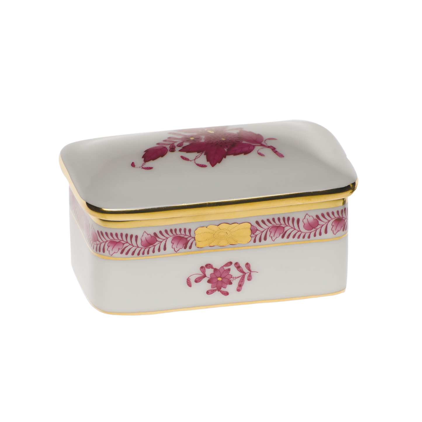 Herend Chinese Bouquet Raspberry Rectangular Box | 3x2in