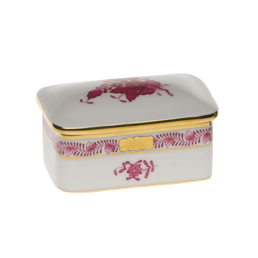 Herend Chinese Bouquet Raspberry Rectangular Box | 3x2in