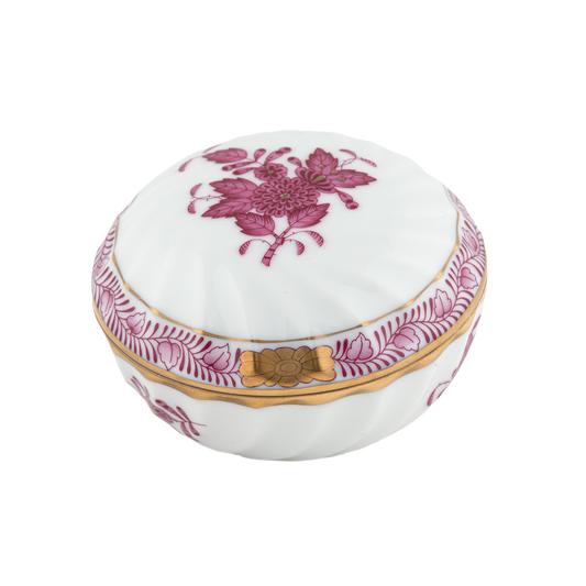 Herend Chinese Bouquet Raspberry Round Ring Box | 2.75in