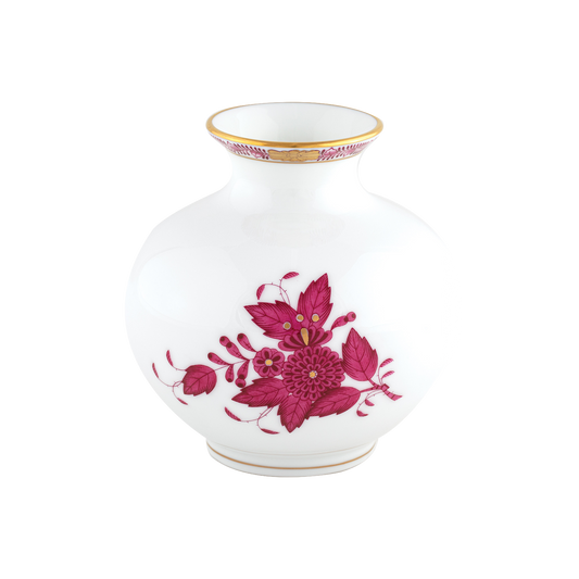 Herend Chinese Bouquet Raspberry Round Vase | 4.5x4.5in