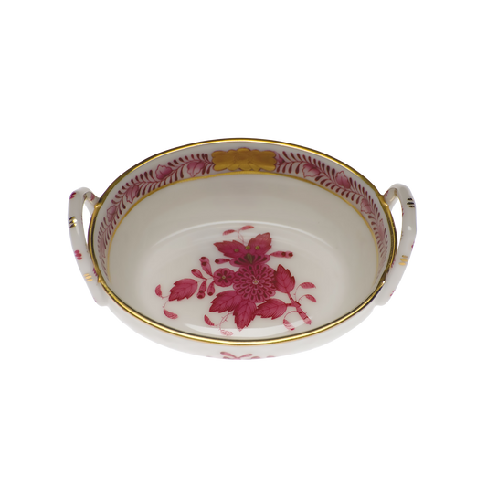 Herend Chinese Bouquet Raspberry Small Basket with Handles | 2.75in