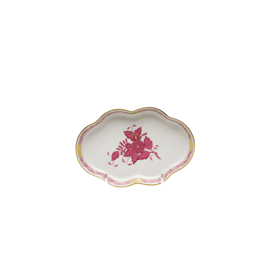 Herend Chinese Bouquet Raspberry Small Scalloped Tray | 5.5in