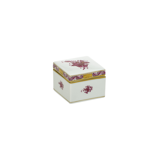 Herend Chinese Bouquet Raspberry Square Box |2.25x2in