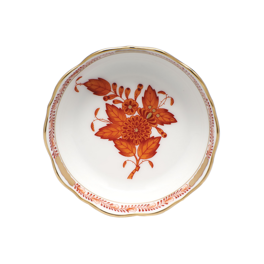Herend Mini Scalloped Dish | 3.25in Chinese Bouquet Rust