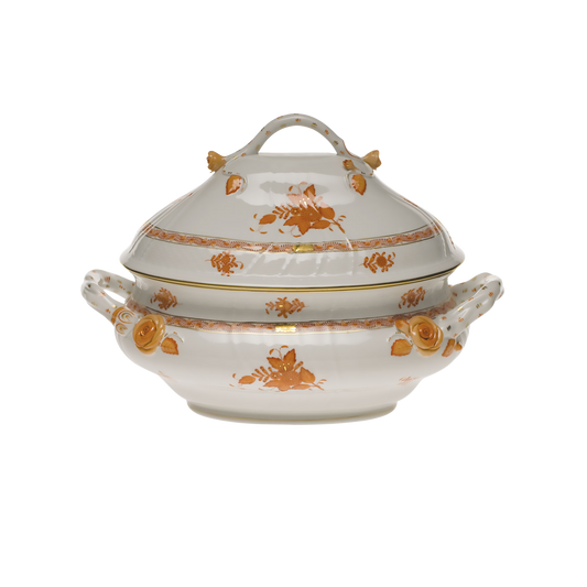Herend Chinese Bouquet Rust Soup Tureen with Branch Handles | 4qt