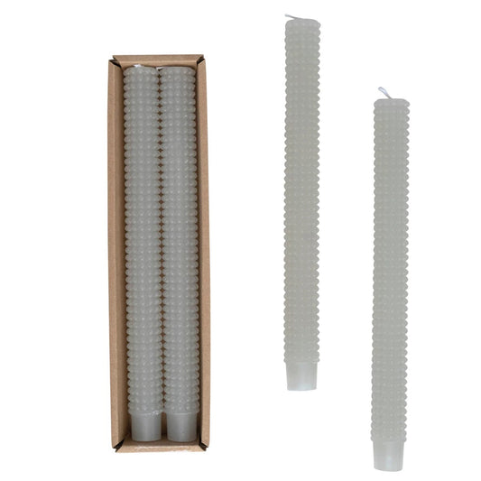 Hobnail Taper Unscented Candle Set | Sage Grey