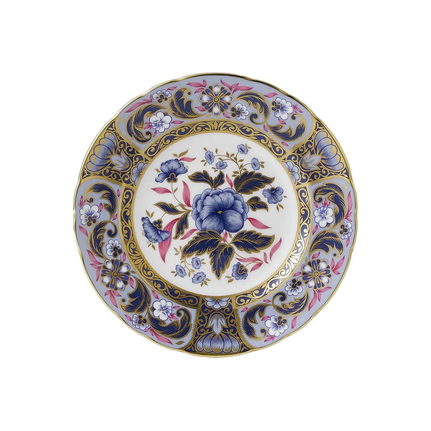 Royal Crown Derby Imari Accent Plate | 8in Blue Camellias