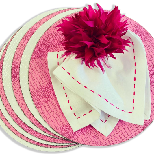 Feather Napkin Ring Set of 4 | Hot Pink