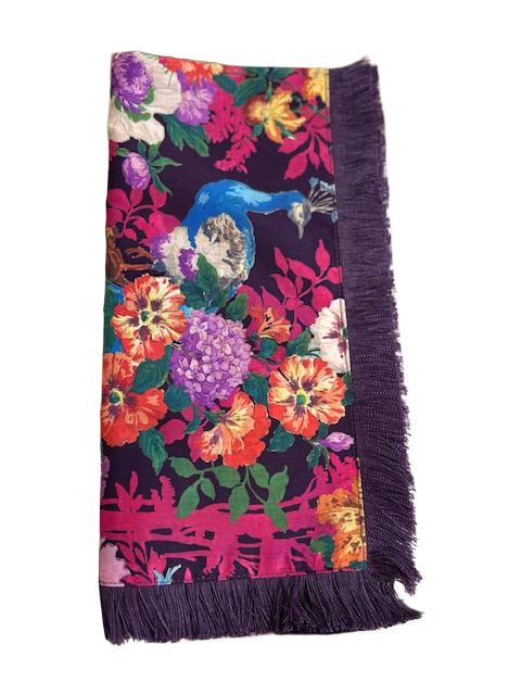 Liberty of London Dinner Napkins | Camberwell Peacock + Eggplant Fringe Set of 4
