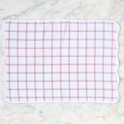 Weezie Towels Luxury Scalloped Kitchen Towel Set of 2 | Red Windowpane