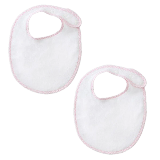 Weezie Towels Luxury Baby Feeding Time Bib + Burp Light Pink Gingham Gift Set