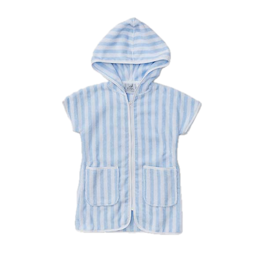 Weezie Towels Luxury Kids' Light Blue Stripe Cover Up | 1-2yr