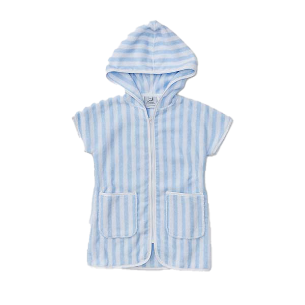 Weezie Towels Luxury Kids' Light Blue Stripe Cover Up | 3-4yr
